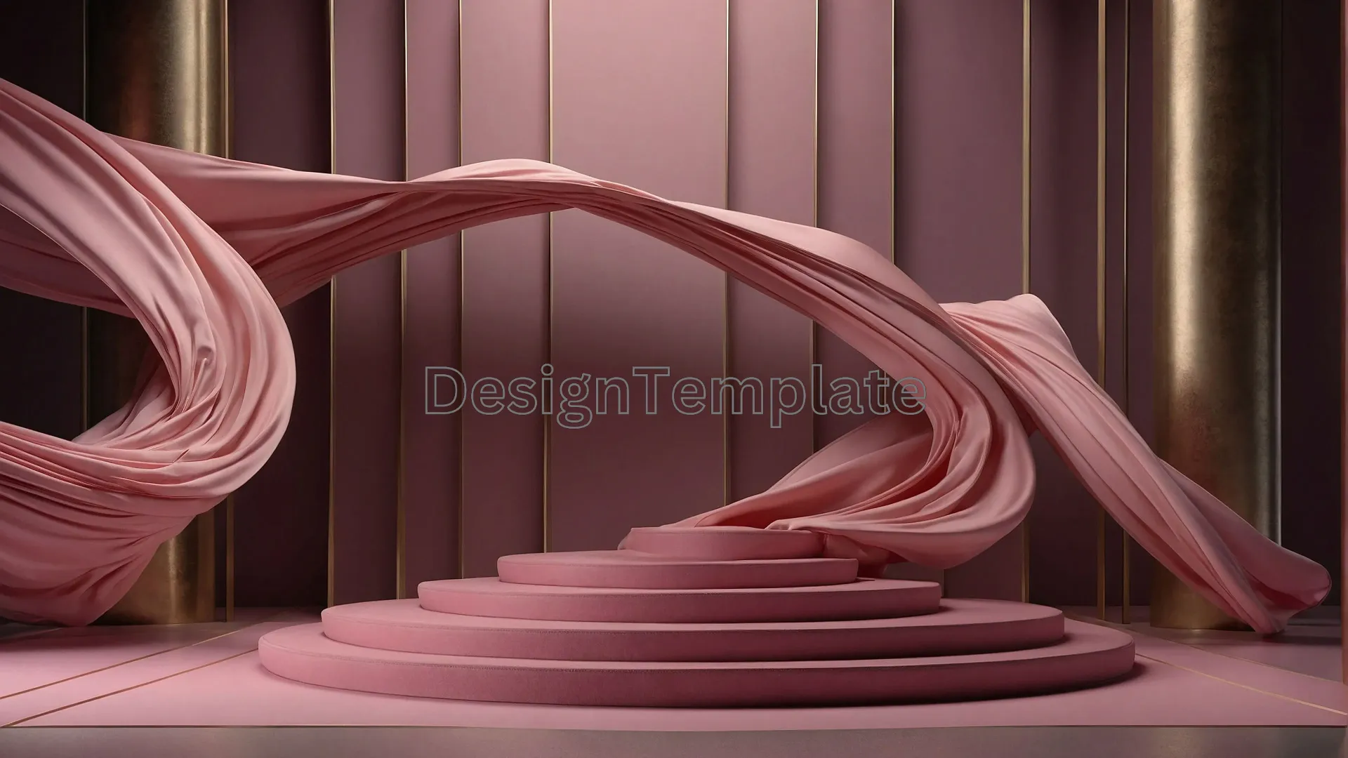Stylish 3D Podium and Pink Cloth Photo